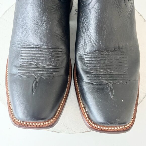 Rod Patrick Mens Cowboy Boots Size 13C Black Calf Leather Western Blunt Toe EUC - Picture 8 of 13
